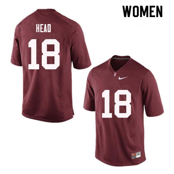 Women Stanford Cardinal #18 Stuart Head College Football Jerseys Sale-Red - Click Image to Close
